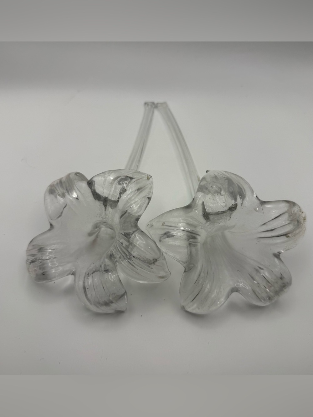 2 VTG Langsam-Billig Hand Blown Fairy Lily Bud Vase Paperweight Grandmacore MCM